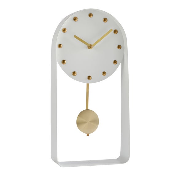White Metal Pendulum Clock Dunelm