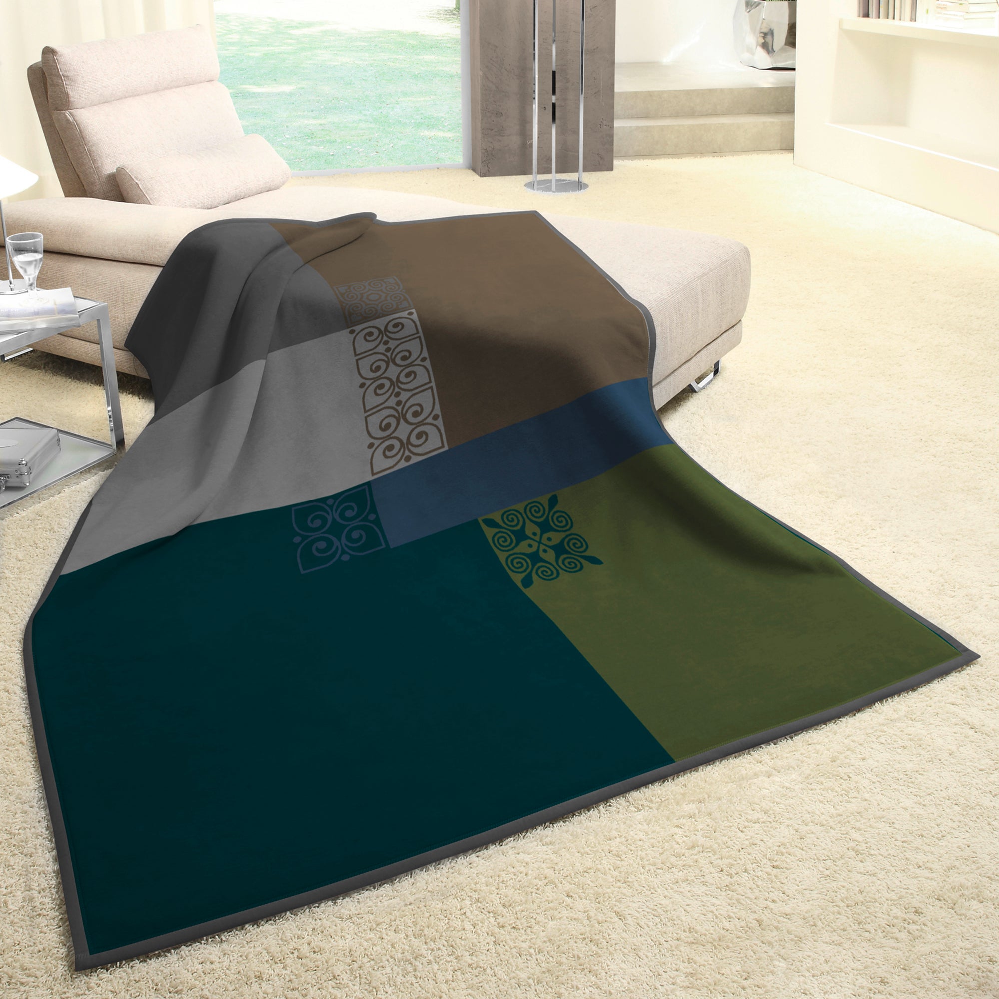 Image of Thermosoft Mira Green Blanket Green and Blue
