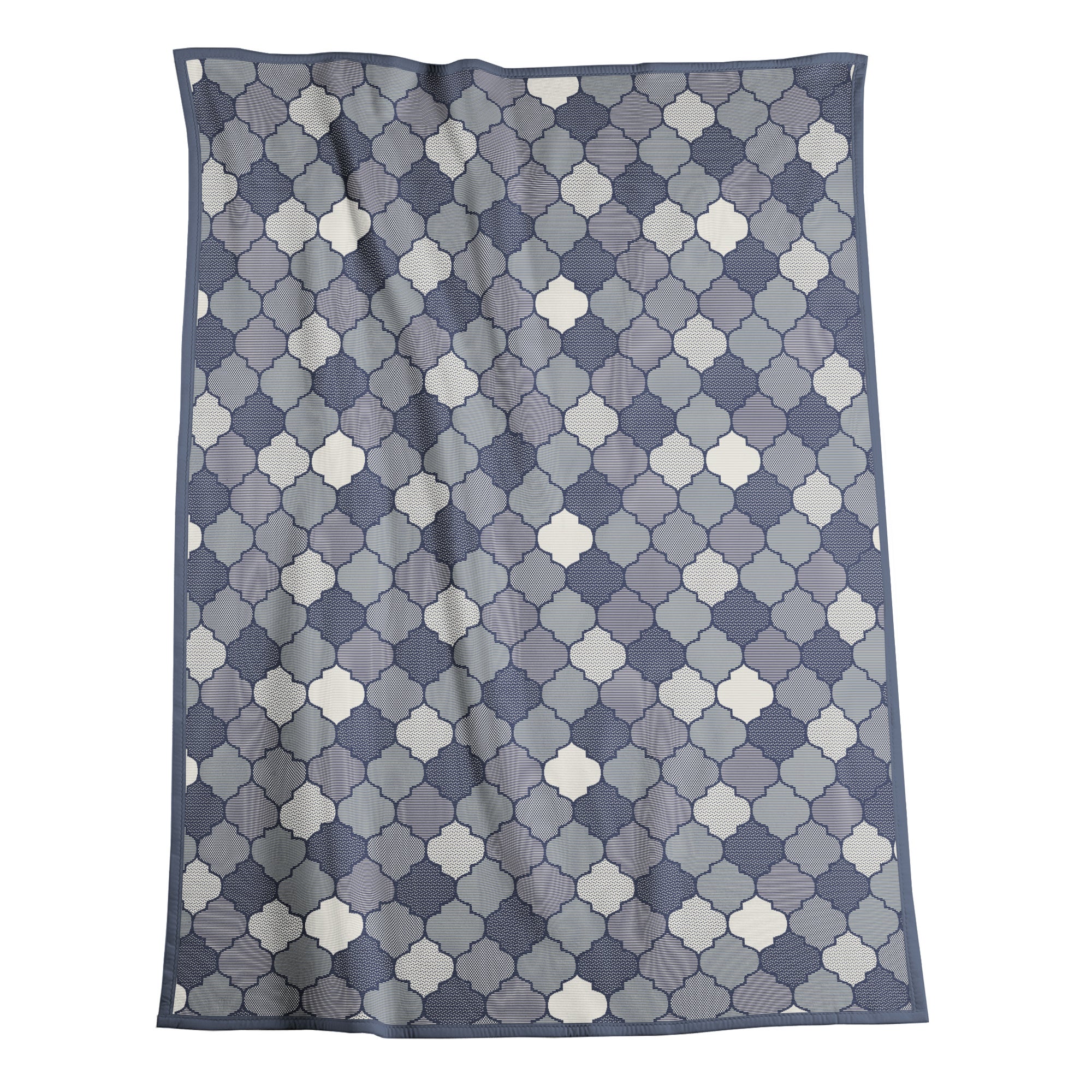 Image of Thermosoft Vintage Blue Blanket Navy Blue and White