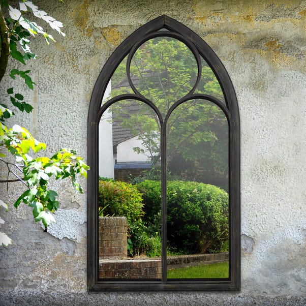 Extra Large Gothic Black Stone Outdoor, Large Gothic Garden Mirrors