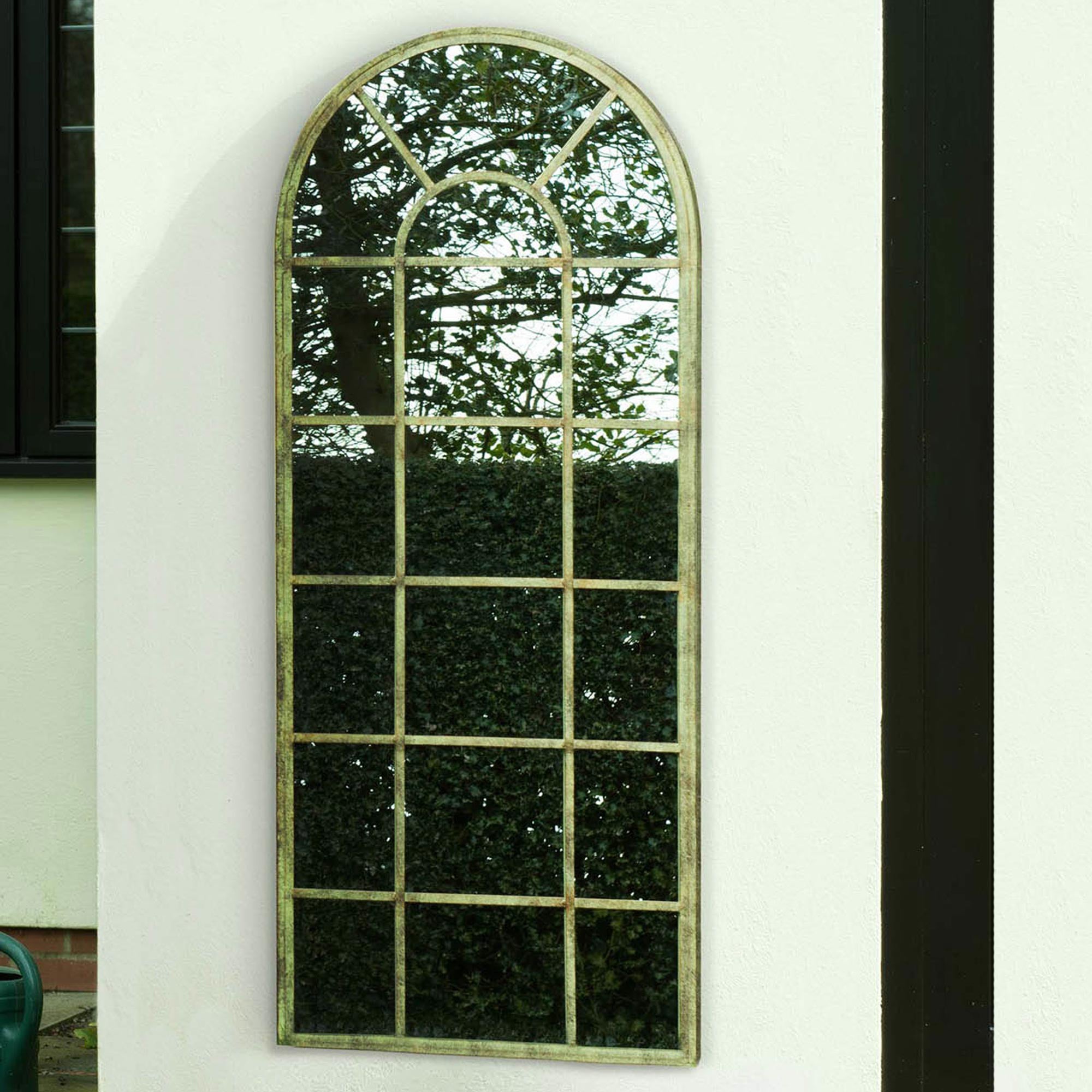 Tulip Arched Green Window Indoor Outdoor Full Length Wall Mirror