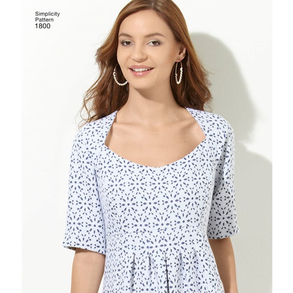 Simplicity 1800 Womens Amazing Fit Dress Sewing Pattern Dunelm