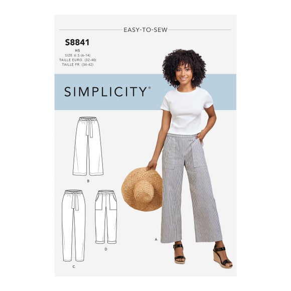 Simplicity EasytoSew Pattern 1165 Misses Slim Pullon Pants Long or  Short Shorts Sizes 68101214  Amazonin Home  Kitchen