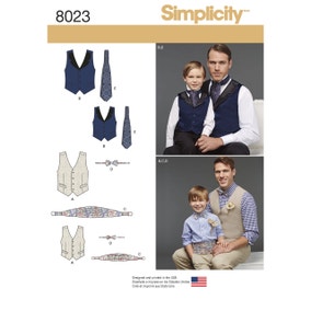 Mens And Boys Waistcoat Cravat Bow Tie Sewing Pattern