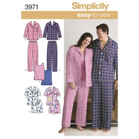 Simplicity 3971 Womens and Mens Sleepwear Sewing Pattern