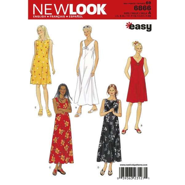 6866 New Look Dress  Sewing Pattern Off-White
