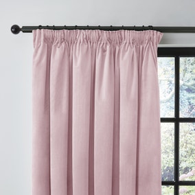 Recycled Velour Blush Pencil Pleat Curtains