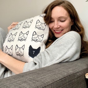 Initial Cat Pattern Cushion