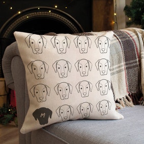 Initial Dog Pattern Cushion