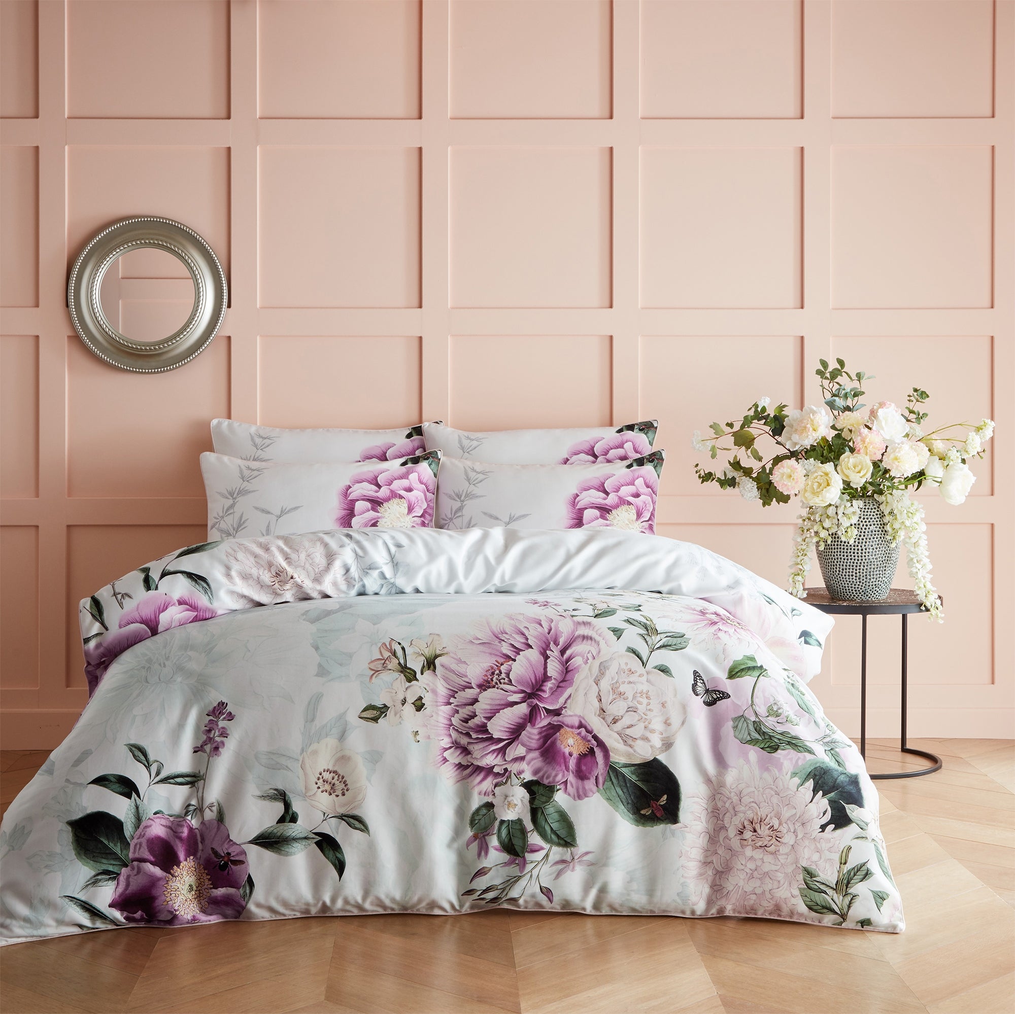 Paoletti Krista 100% Cotton Duvet Cover and Pillowcase Set Pink