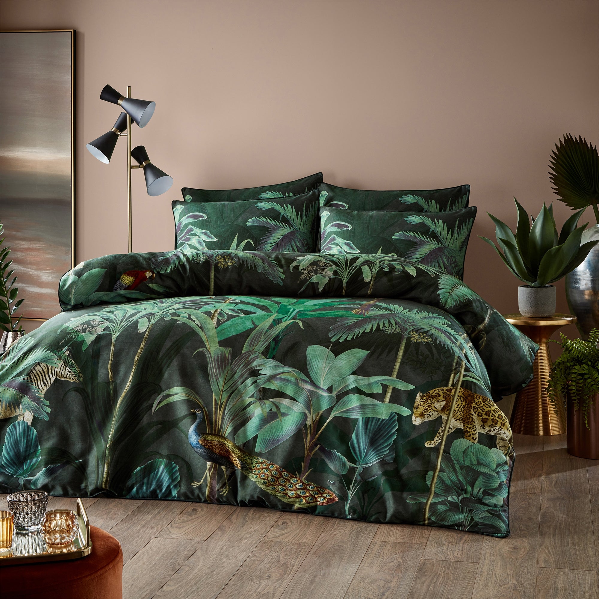 Photos - Bed Linen COVER Paoletti Siona 100 Cotton Duvet  and Pillowcase Set green 