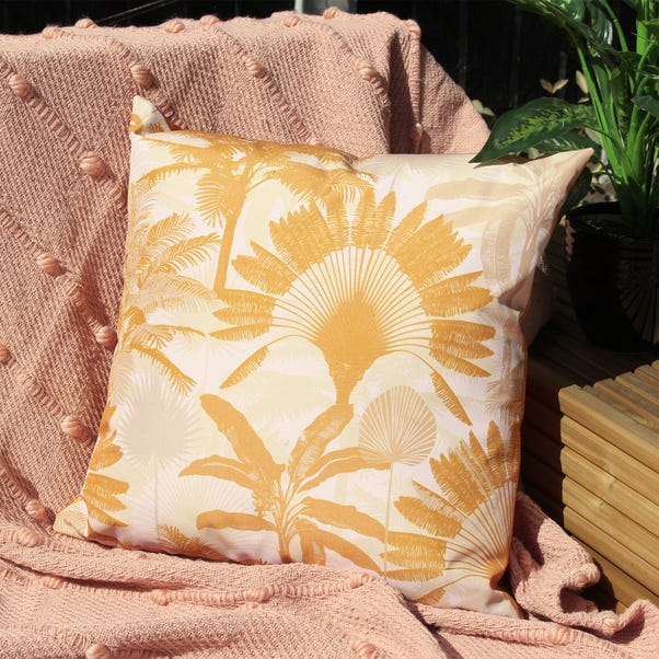 Palms Ochre Outdoor Cushion Dunelm, Waterproof Cushions For Outdoor Furniture Dunelm