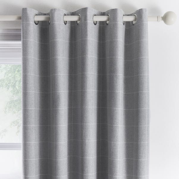 Appletree Loft Windsor Check Silver Eyelet Curtains  undefined