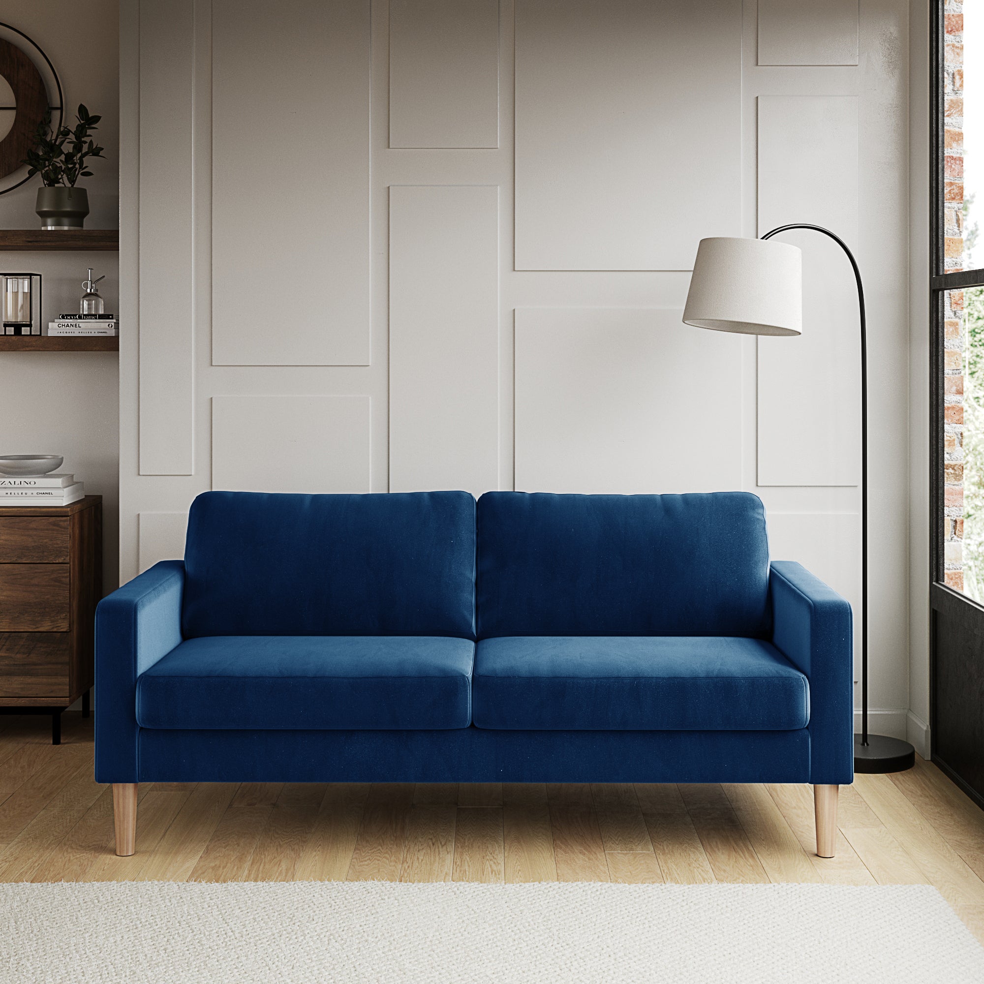 Jacob Velvet 3 Seater Sofa Luxe Navy