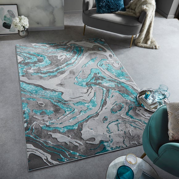 Teal and shop grey rug