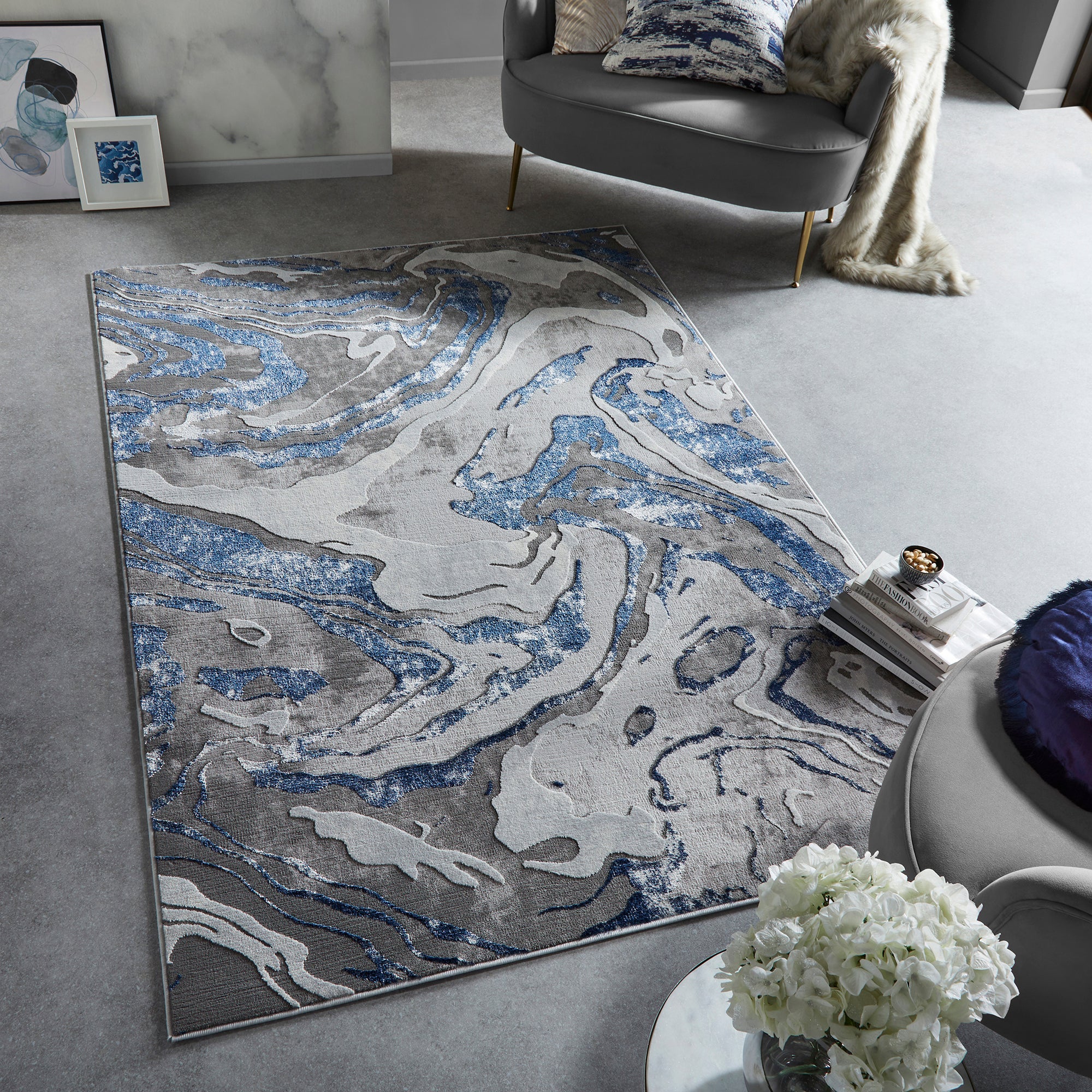 Marbled Rug Marbled Navy