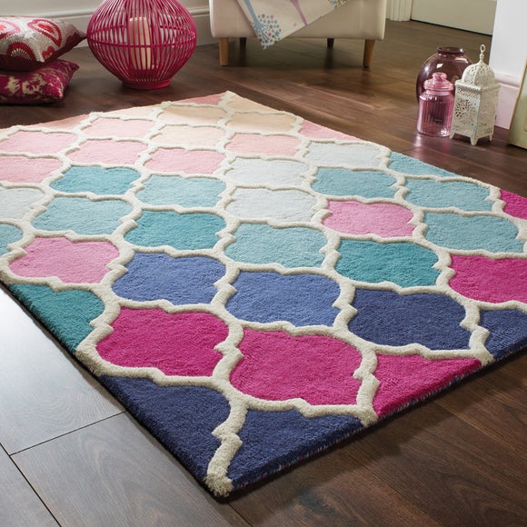 Pink geometric deals rug