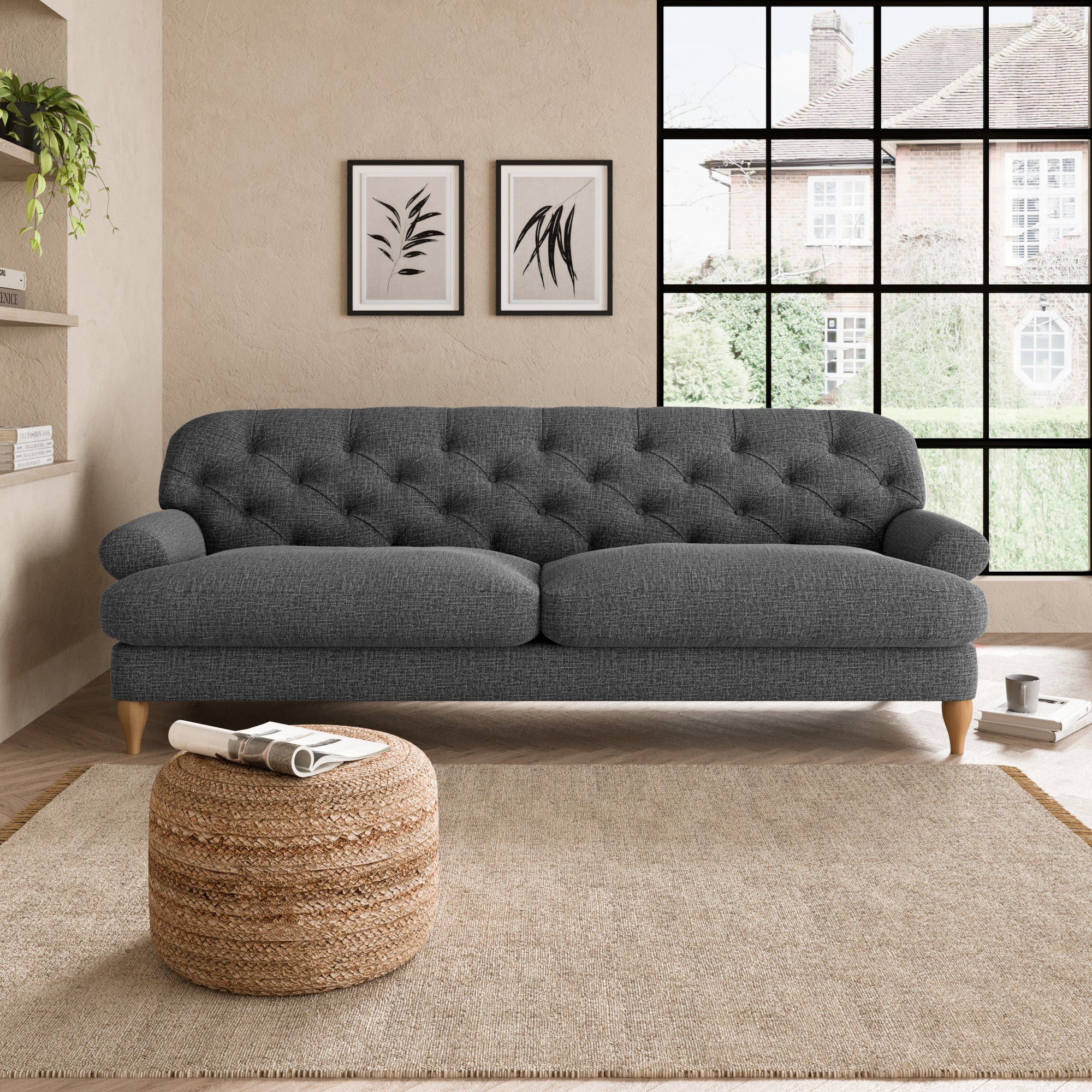 Canterbury 4 Seater Sofa Black