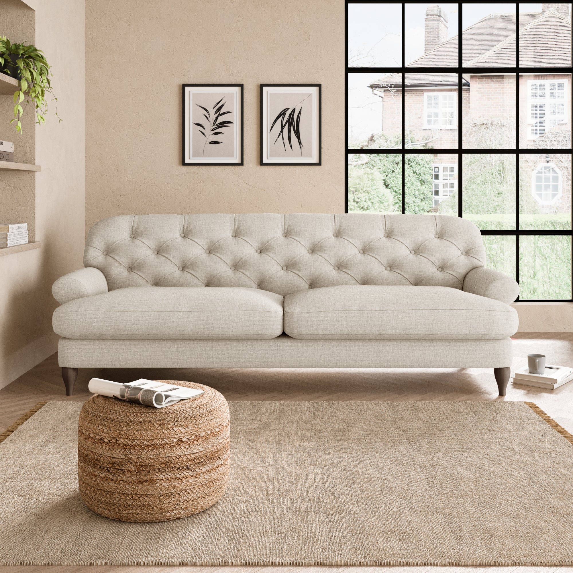 Canterbury 4 Seater Sofa Slub Cotton Blend Sandstone