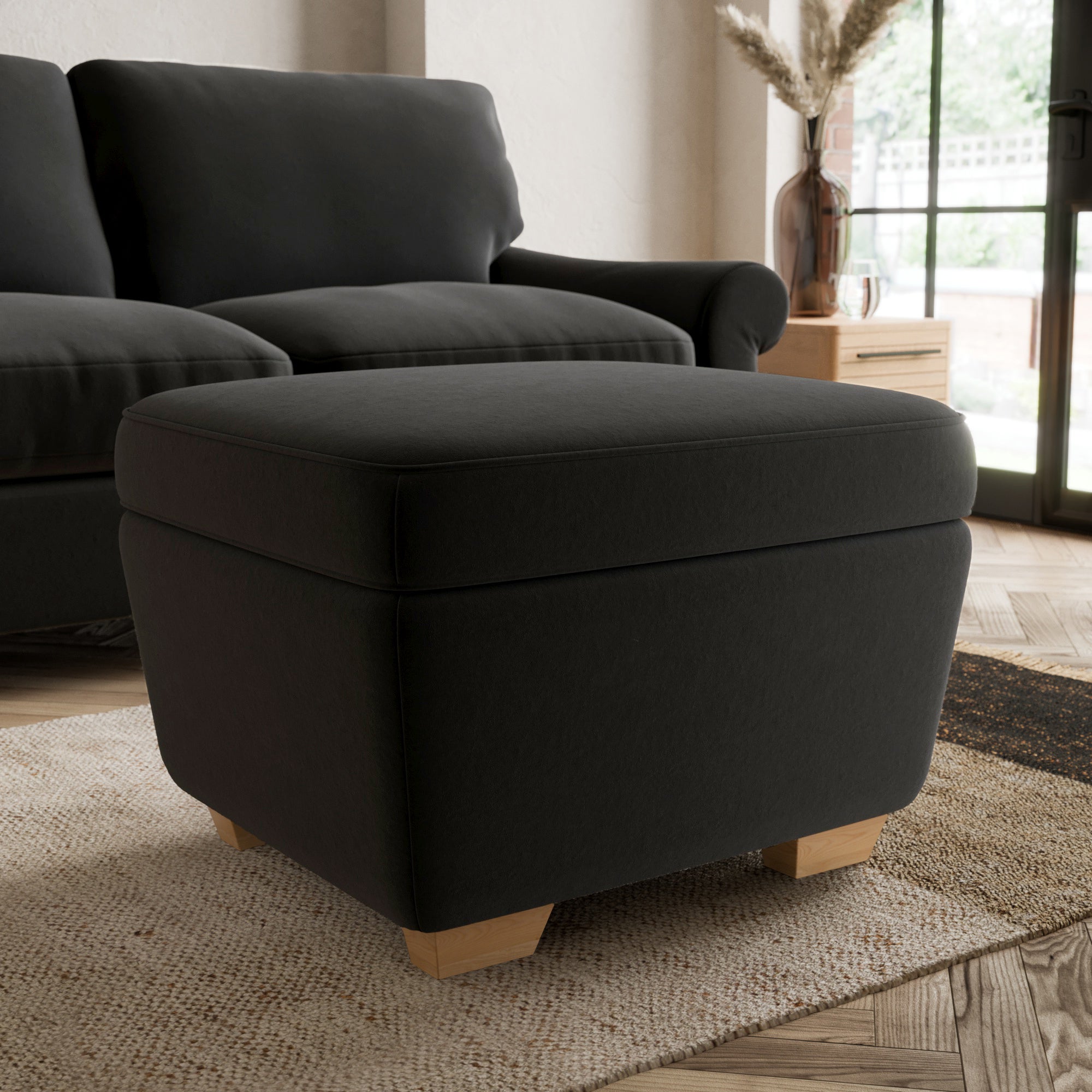 Arundel Storage Footstool Luxury Velvet Black