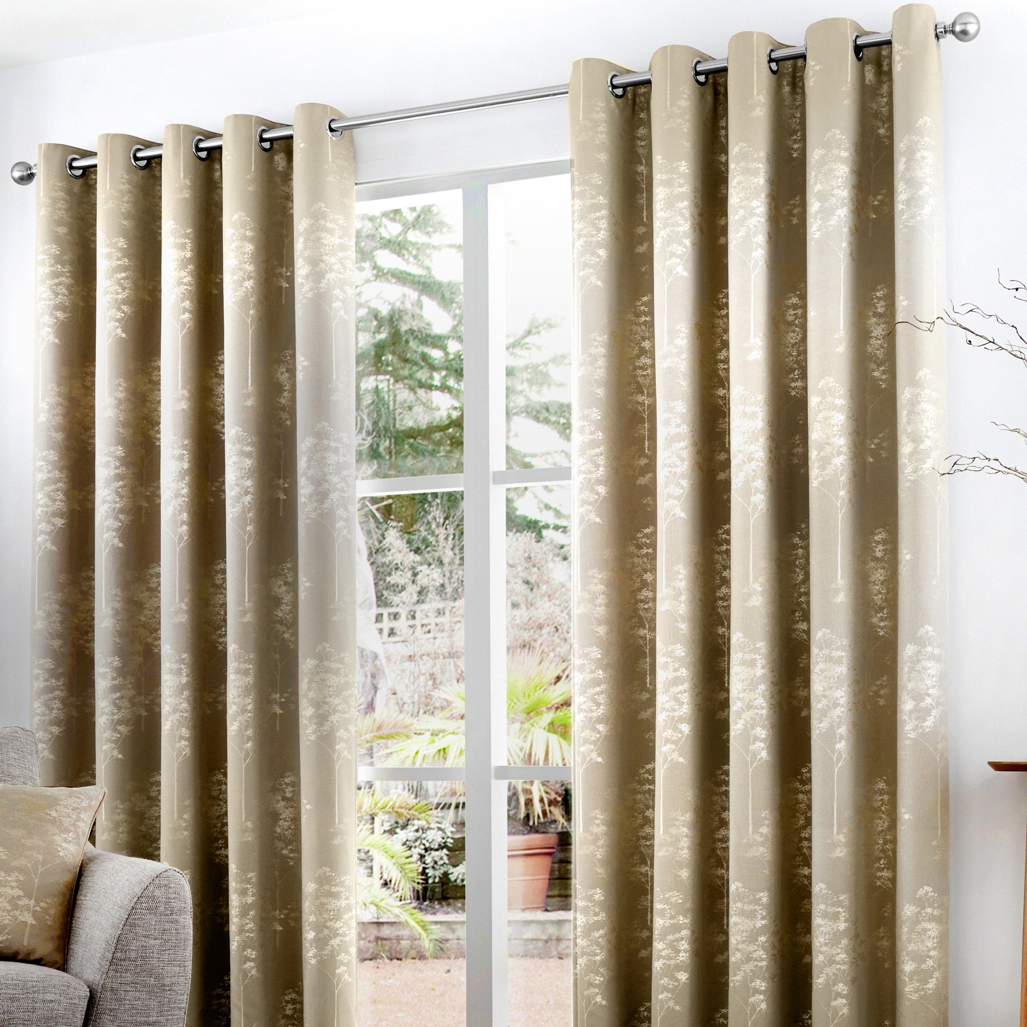 Photos - Curtains & Drapes Stone Curtina Elmwood  Eyelet Curtains   (Grey)