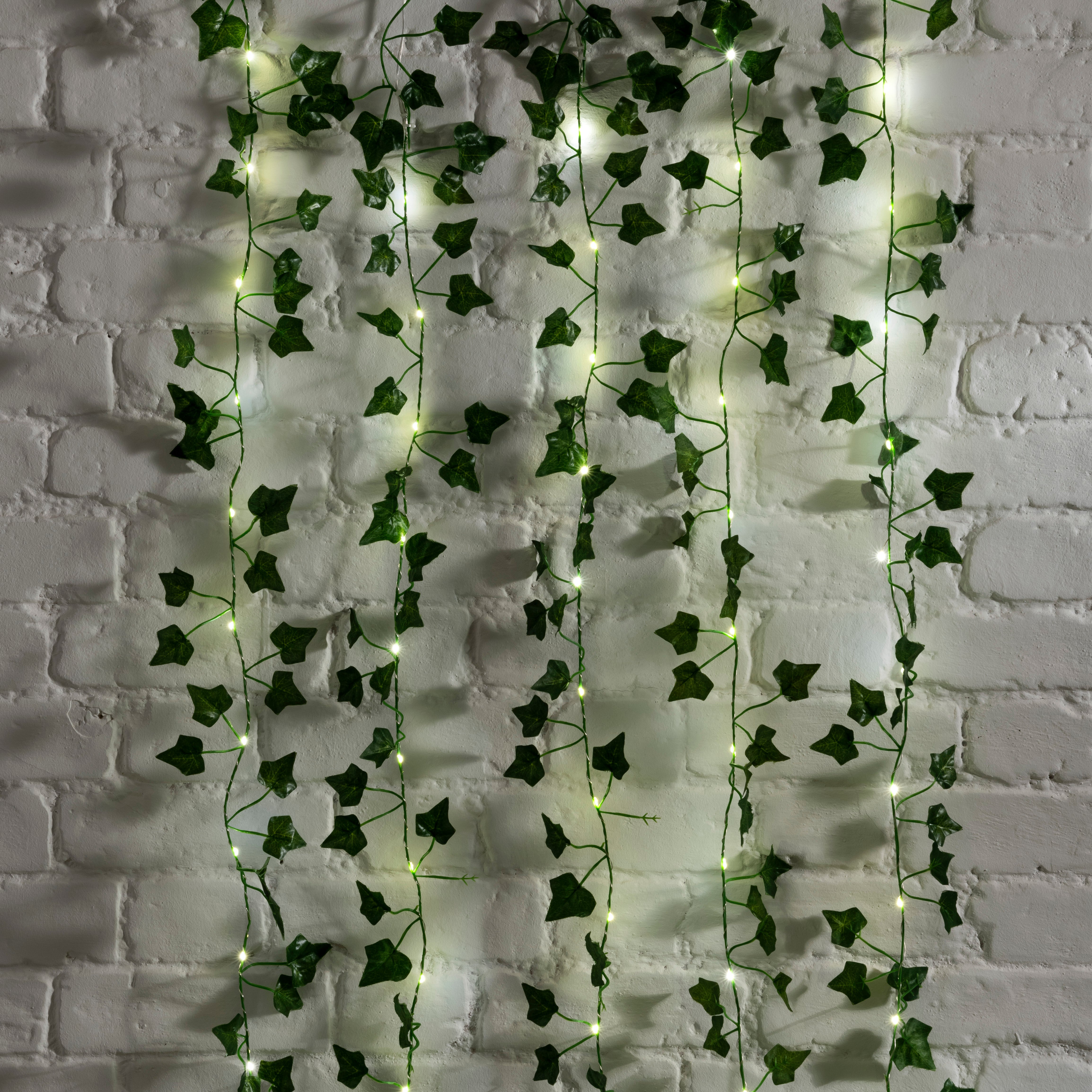 Image of Ivy Warm White LED Curtain Green