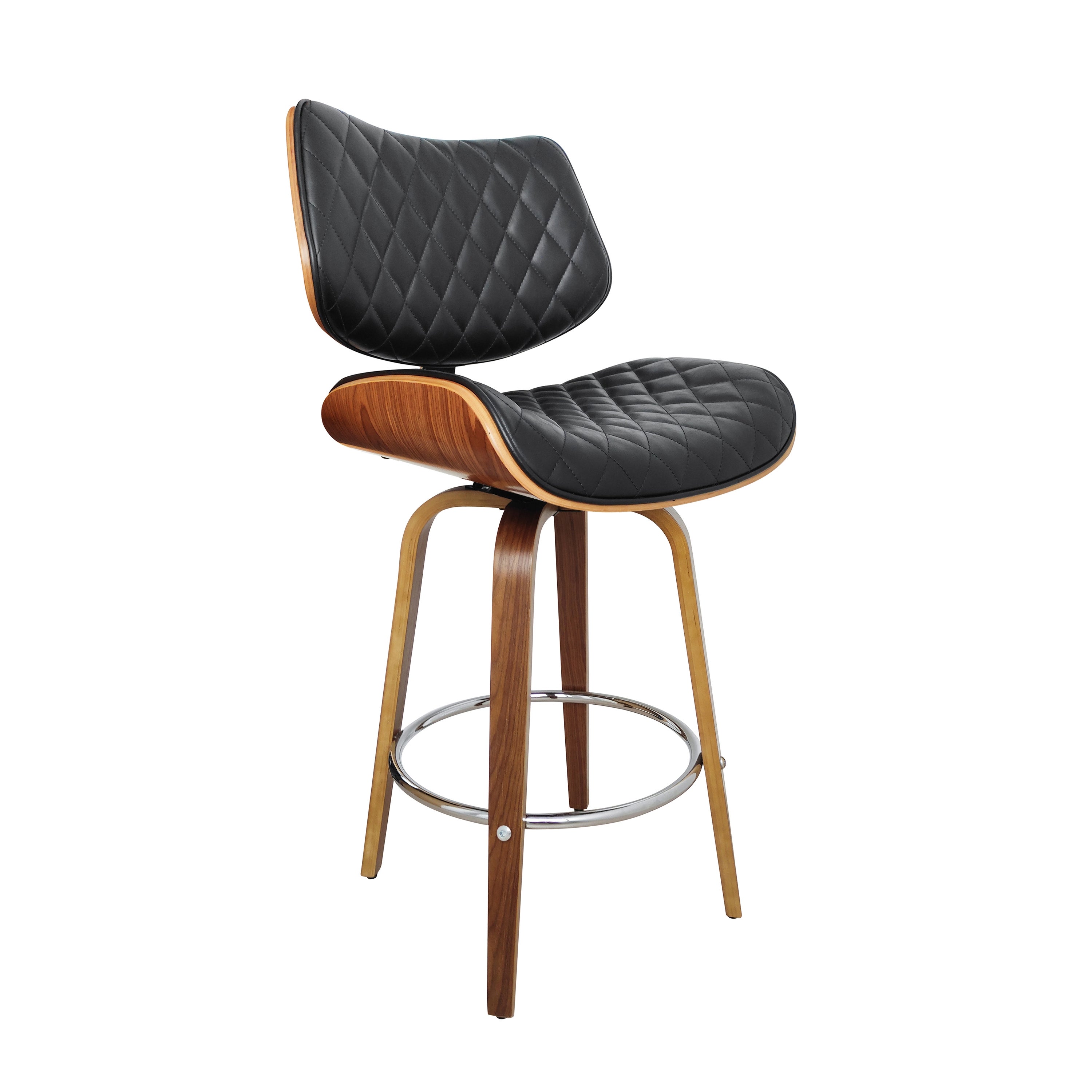 Remy Counter Height Bar Stool, Faux Leather Black