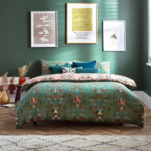 Furn. Luna Wood Duvet Cover And Pillowcase Set