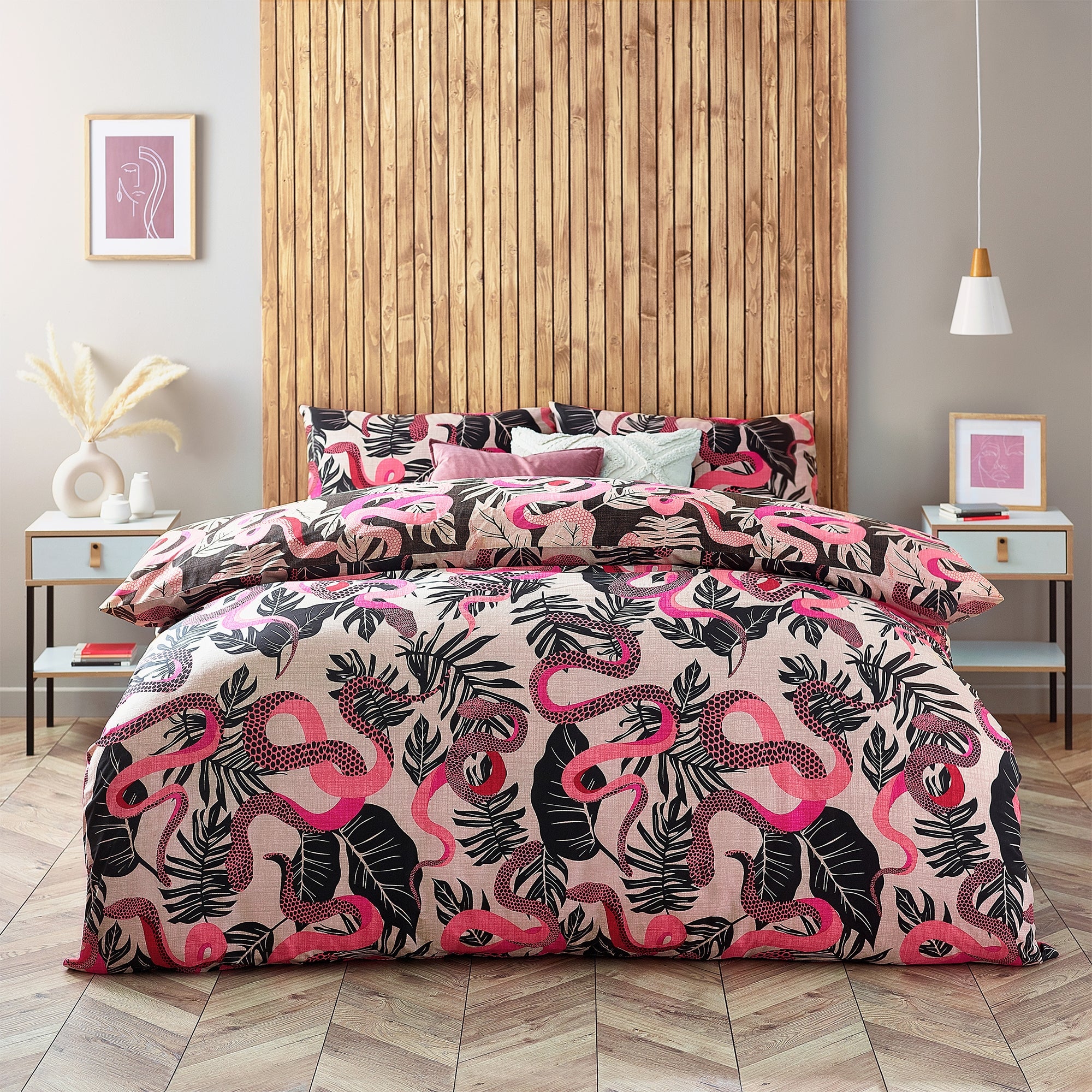 Photos - Bedspread / Coverlet COVER furn. Serpentine Ruby Pink Duvet  and Pillowcase Set Pink 