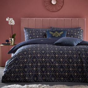 Furn. Bee Deco Navy Duvet Cover and Pillowcase Set