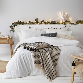 Furn. Tufted Tree Snow Duvet Cover and Pillowcase Set