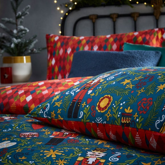 furn christmas nutcracker duvet cover and pillowcase set