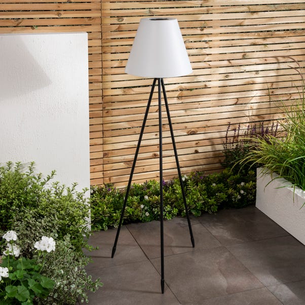 Traditional Lampshade Tripod Solar, Solar Outdoor Standing Lamp