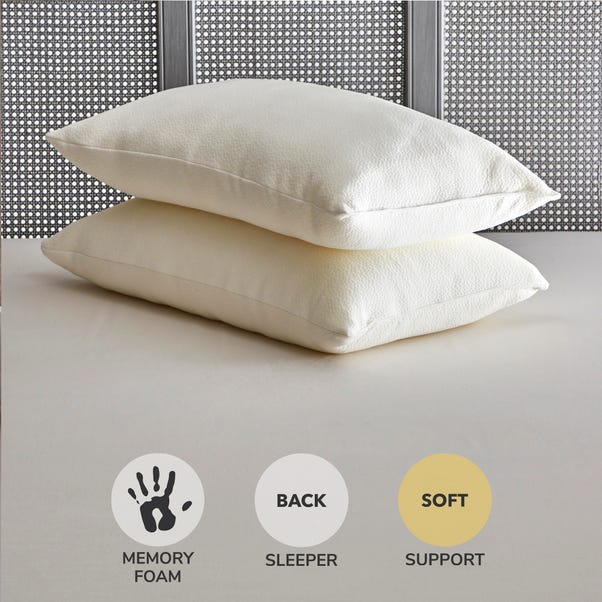 Soft and Bouncy Memory Foam Pillow Pair White