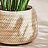 Small Beige Fibre Clay Pot with Bamboo Finish Beige