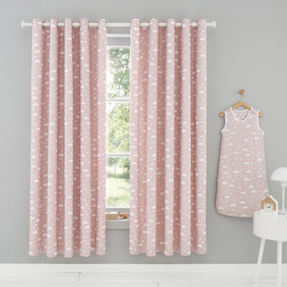 Cloud Pink Eyelet Curtains Dunelm