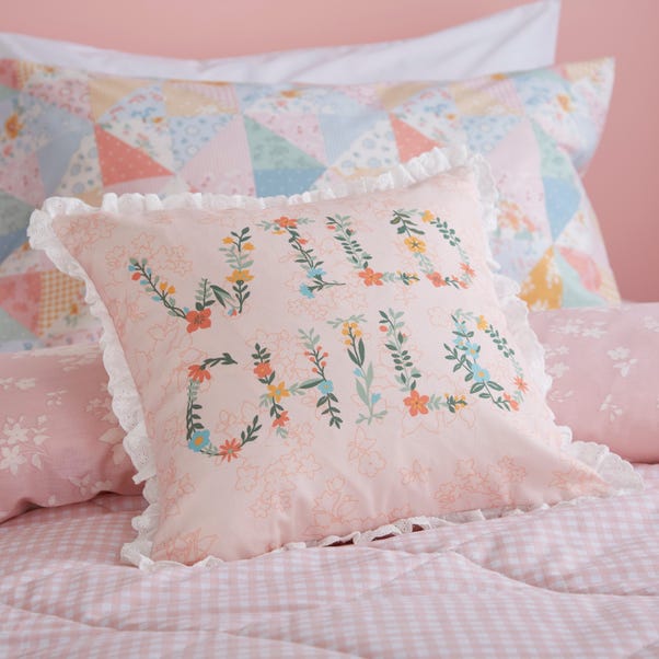 Country Patchwork Wild Child Cushion Pink