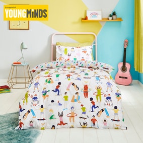 Young Minds Keep Active 100% Cotton Duvet Cover and Pillowcase Set