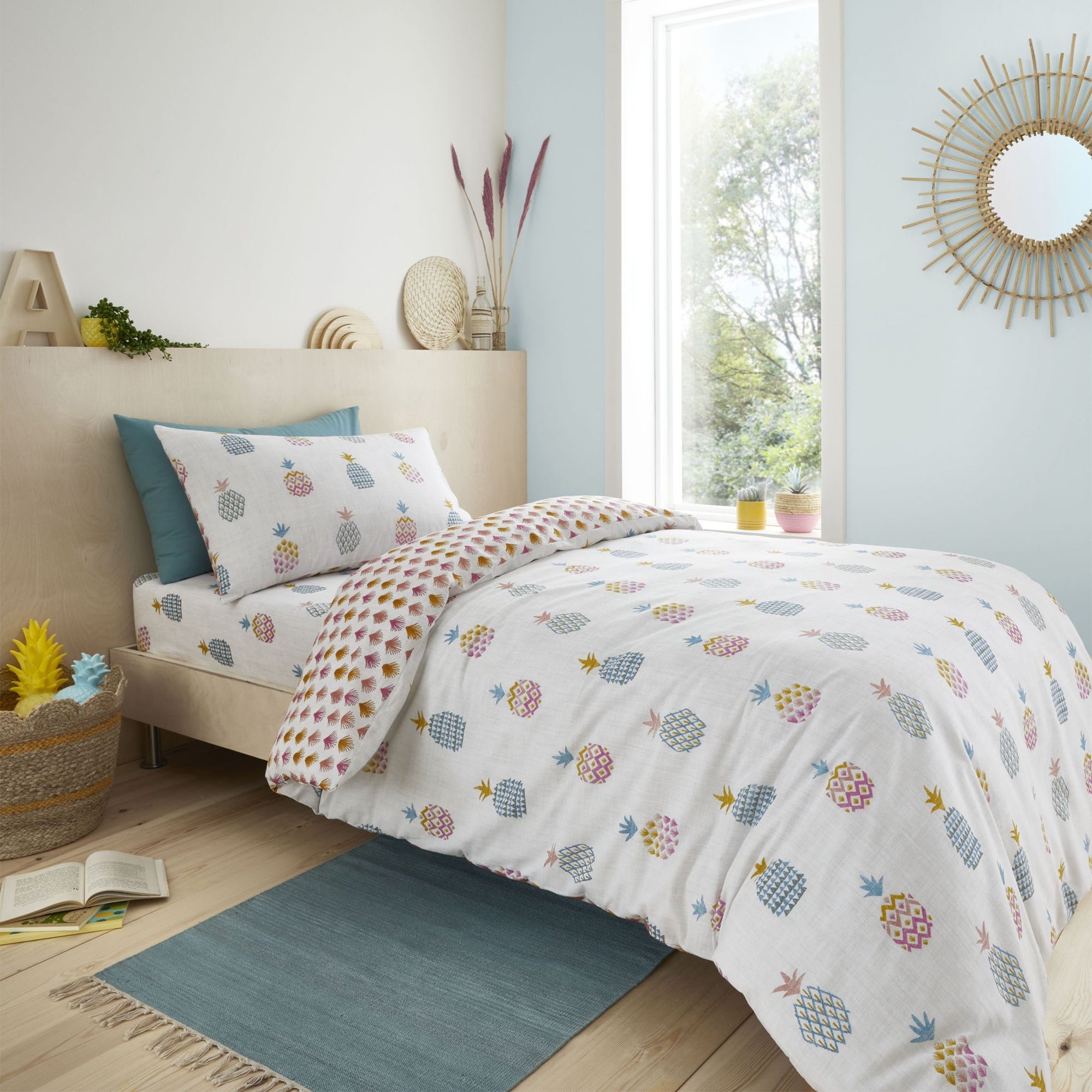 Pineapple Elephant Ananas Pineapple 100 Cotton Duvet Cover And Pillowcase Set Multicoloured