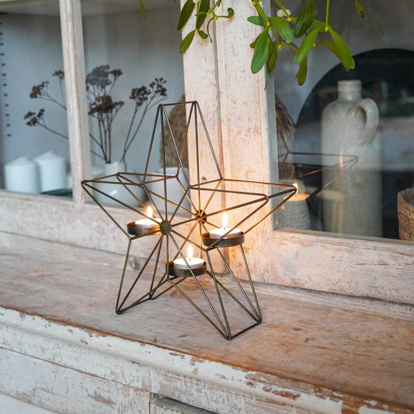 Set of 2 Metal Brass Christmas Tree Stars