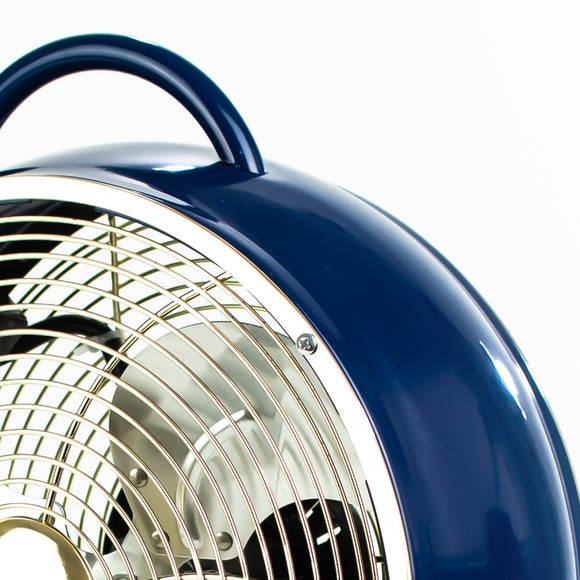 8" Navy and Gold Desk Fan Dunelm