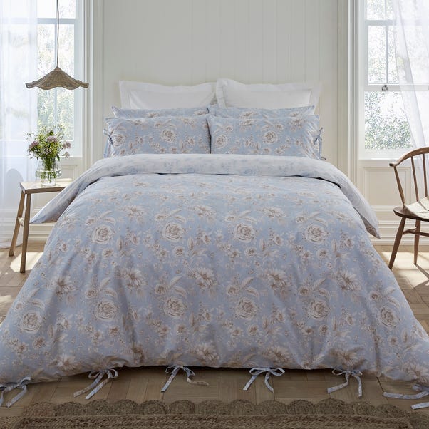 Dorma Daphne 100% Cotton Duvet Cover and Pillowcase Set Blue undefined