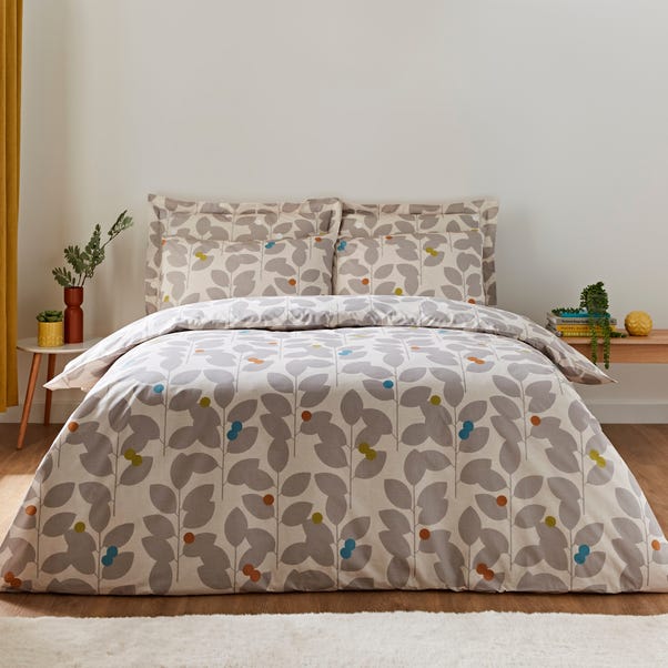 Elements Modern Leaf Natural Duvet Cover and Pillowcase Set image 1 of 5