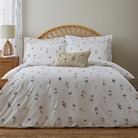 Pressed Floral White Duvet Cover and Pillowcase Set