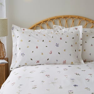 Pressed Floral White 100 Cotton Oxford Pillowcase