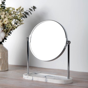 Marble Effect Pedestal Mirror and Storage Tray