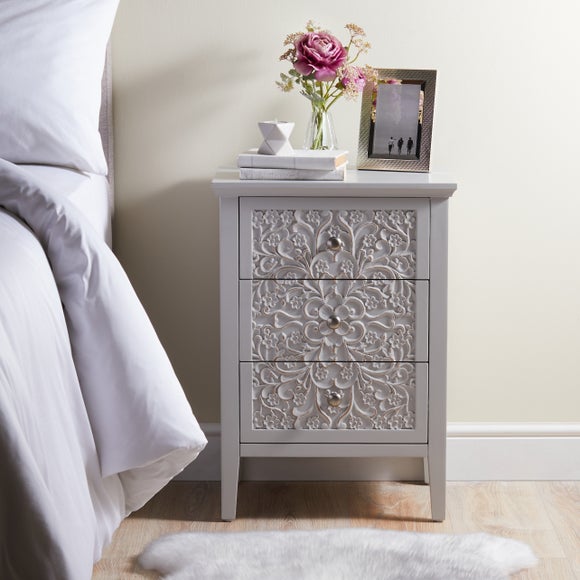 silver grey bedside tables