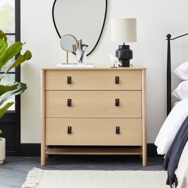 Henry Oak 3 Drawer Chest Dunelm Henry Oak 3 Drawer Chest Dunelm, Round Mirror With Leather Strap Dunelm