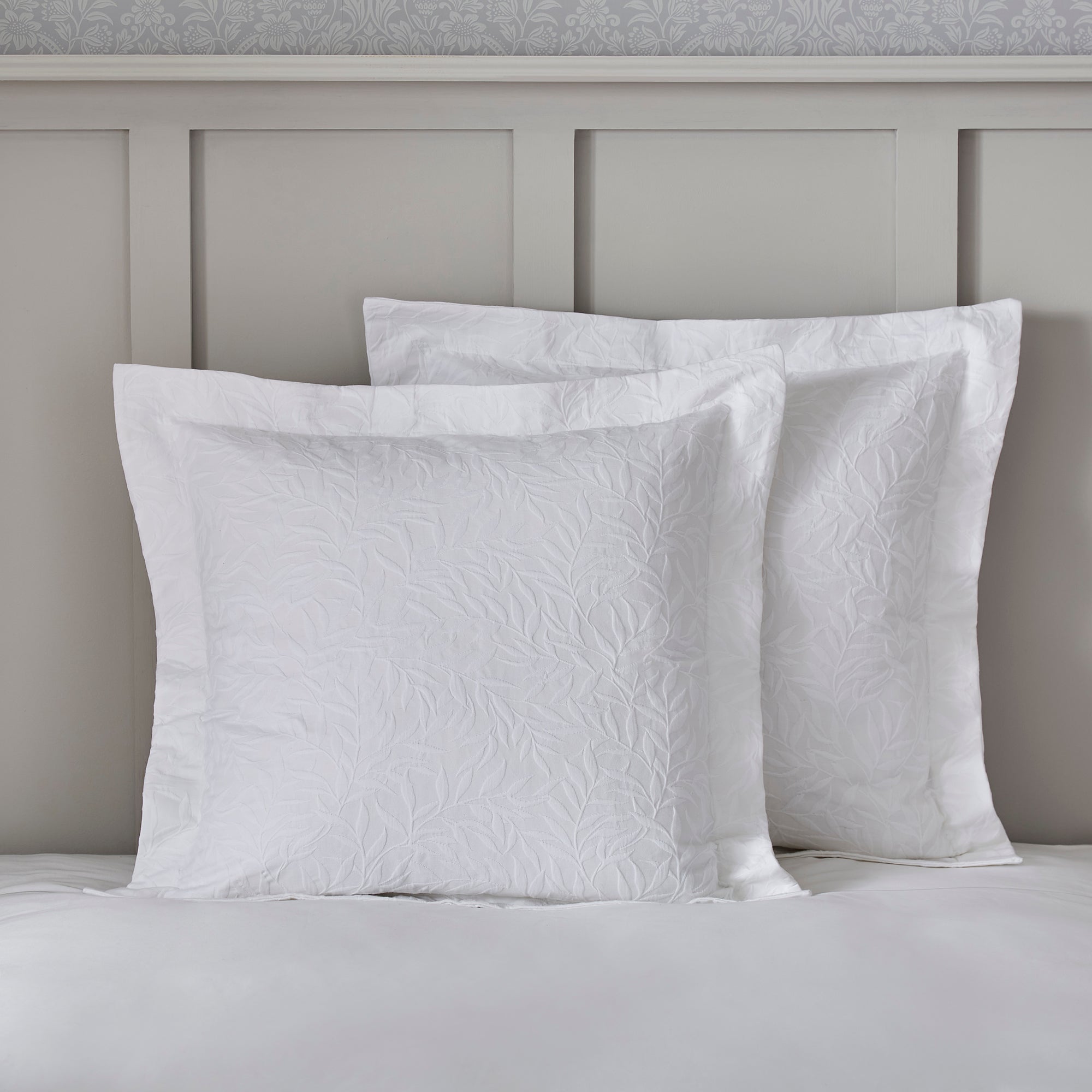 Dorma Purity Willow Leaf Matelasse Continental Pillowcase White
