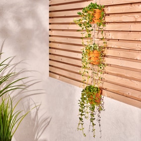 3 Vertical Hanging Pots with Terracotta Faux Foliage